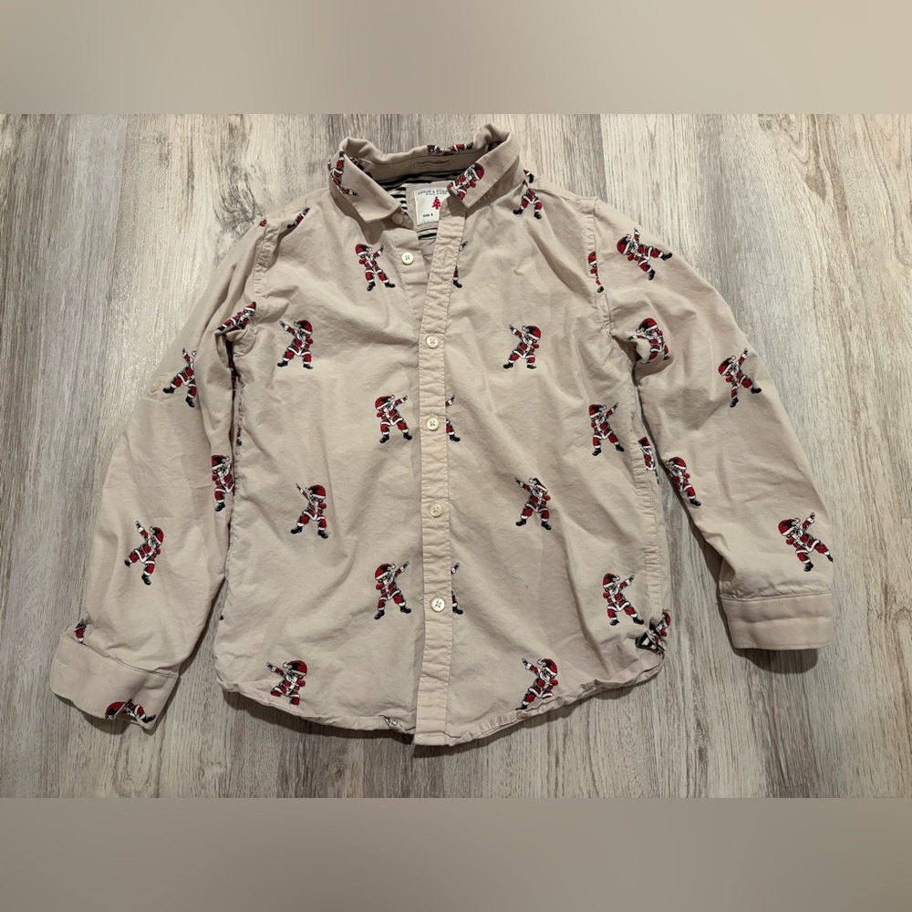 Santa Dabbing Button Up Long Sleeve Shirt